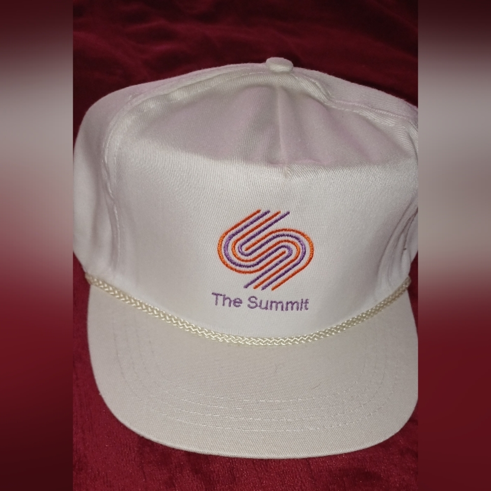 New The Summit Embroidered Rope-Trim Cap - White with Orange & Purple Logo